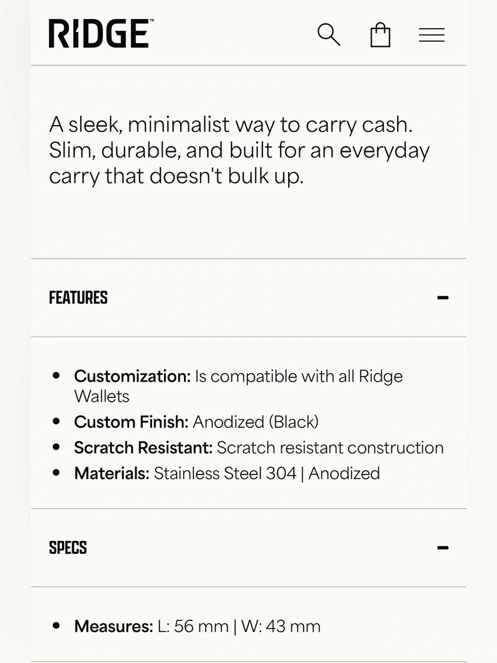 NEW Ridge Carbon Fiber Slim RFID Wallet & Black Money Clip